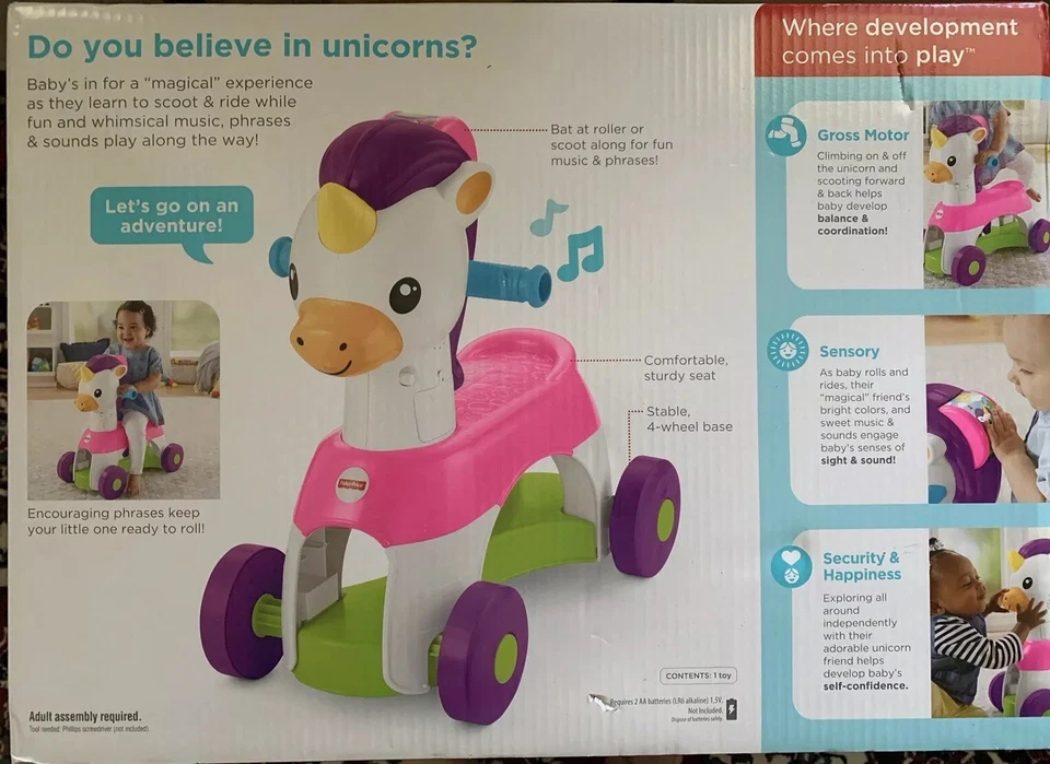 Fisher-Price Rollin' Tunes Unicornio con Música, Frases y Sonidos Juego de 2 Vías Foto 3 de 4