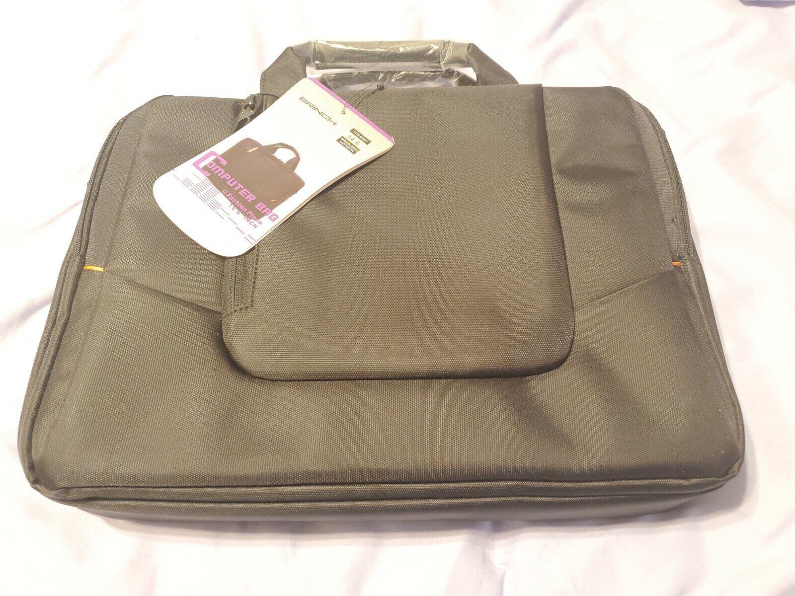 BRINCH 14.6"in Black Laptop Sleeve Shoulder Strap Bag Soft Nylon