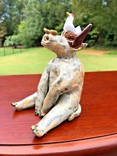 LYNN BAILEY SIGNED INDIGENOUS SOUTHERN PRIMITIVE FOLK ART POTTERY BULL #1