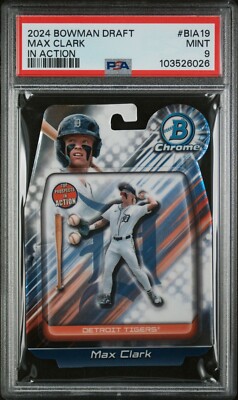 2024 BOWMAN DRAFT BOWMAN IN ACTION #BIA19 MAX CLARK TIGERS ROOKIE RC PSA 9