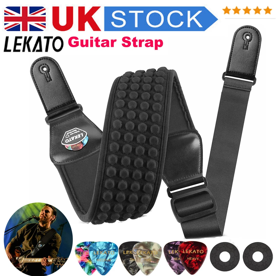 LEKATO Guitar Strap for Acoustic Electric Guitars Bass Adjustable Shoulder Belts