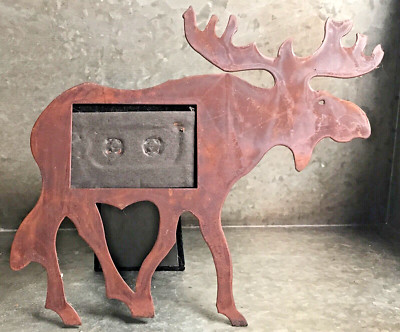Wilton 7.5x9'' Rusty MOOSE Cabin Rustic Farmhouse Metal 3x2  Photo Picture Frame