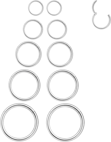 16G 6MM 7MM 8MM 9MM 10MM Hinged Clicker Septum Rings 16G Nose Hoop Tragus Helix