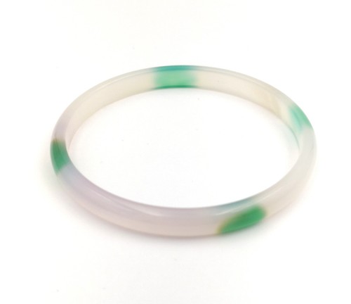 White Multicolor Natural Ice Chalcedony Agate Jade Round Women Bangle Bracelet - Picture 11 of 58
