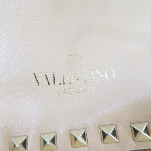 Valentino GHW Rockstud Large Shoulder Handbag 2 Way Calfskin Leather Beige - Picture 12 of 24