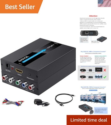 Versatile HDMI to Component Converter with Easy Setup & Quality Cables Included