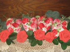 Red Cottage 4 Fabric Hearts 5 Roses Bowl Fillers Valentine Gift Wreath Accents