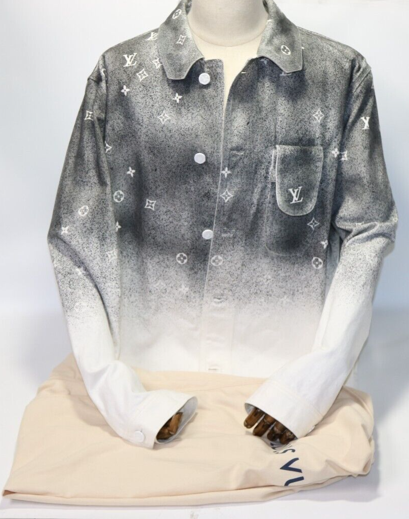 Louis Vuitton Grey & White Gradient Snowfall Monogram Denim
