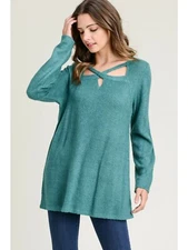 🍁 Jodifl Fuzzy Tunic Top Teal Small 🍂