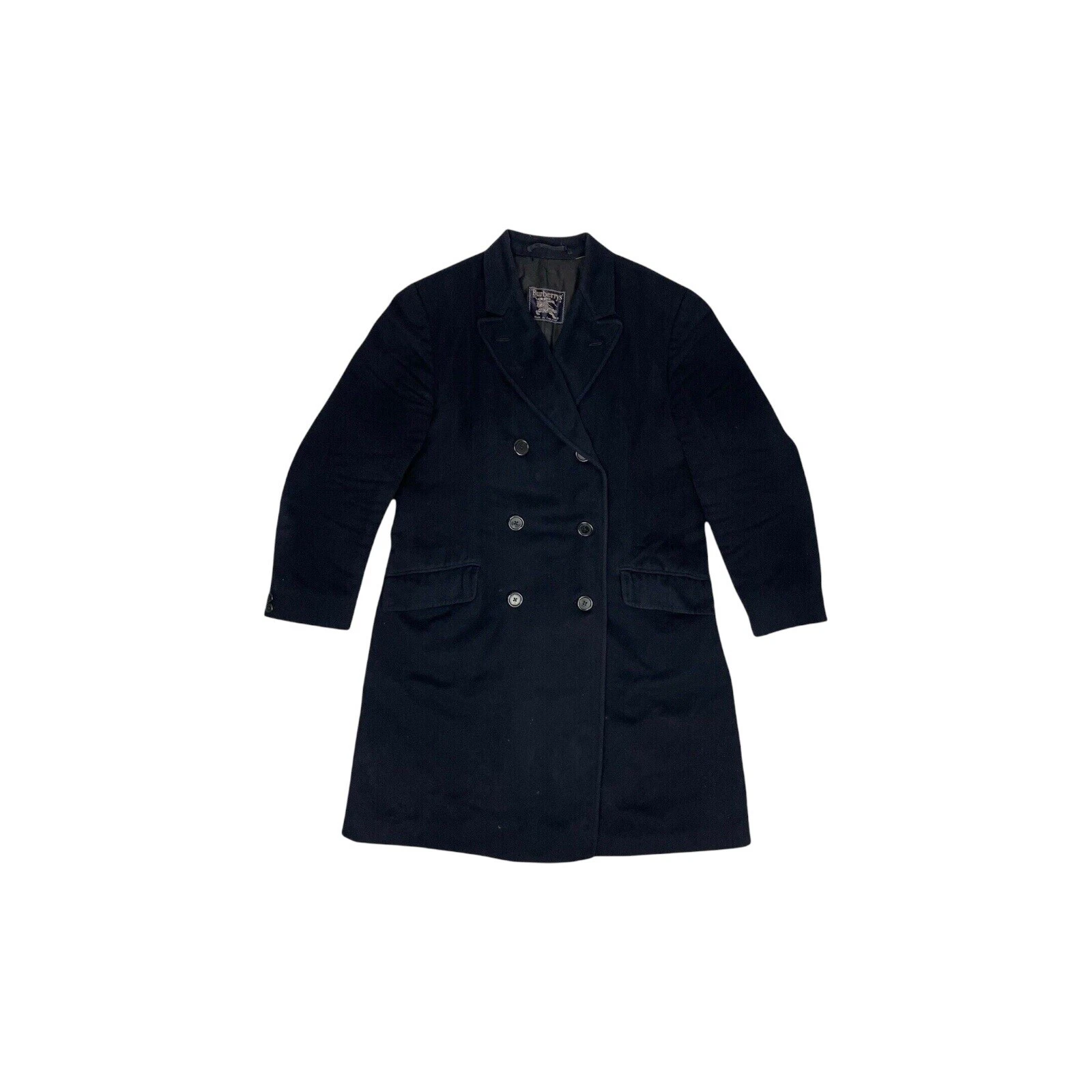 Cappotto doppiopetto Burberry vintage medio made in England blu navy lana