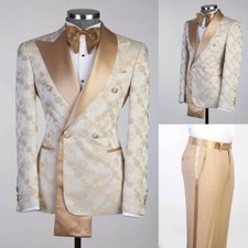 Classic Men's Suit Peak Lapel Double Breasted Wedding Suits For Groom 2 Pcs