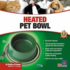 FARM INNOVATORS HEATED ELECTRIC DOG CAT PET WATER BOWL OUTDOOR WATERER 1 QUART G