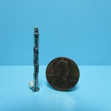 Dollhouse Miniature Metal Clarinet Musical Instrument CAR04474