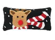 WINTER DEER Hooked CHRISTMAS Throw Pillow C44461031 NEW! Cute C&F Enterprises