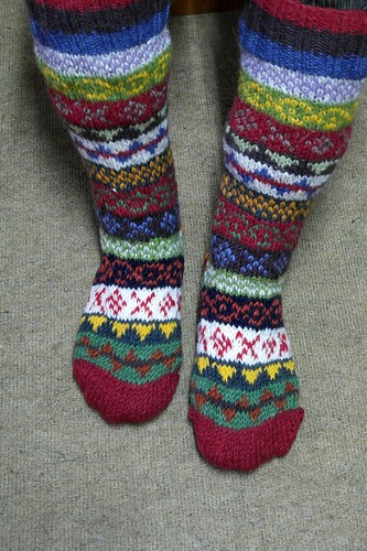 Maroon, blue, Green mixed color knitted Woolen Knee High Socks women - Picture 2 of 4