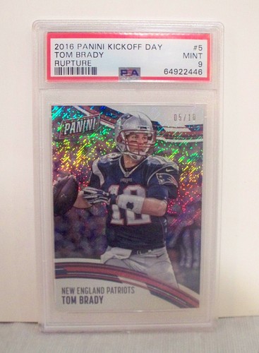 2016 PANINI KICKOFF DAY CARD #5 TOM BRADY #5/10 RUPTURE MINT PSA 9 - Picture 2 of 5