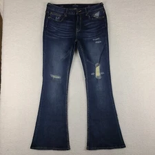 Vigoss Jeans Womens 31x32 Blue The Jagger Flare Distress Dark Wash Denim