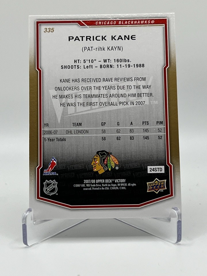 200708 Upper Deck Victory Rookie Patrick Kane Chicago Blackhawks 335