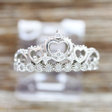 VINTAGE CROWN TIARA BRILLIANT CZ STERLING SILVER 925 RING SZ 9 RETRO PRETTY