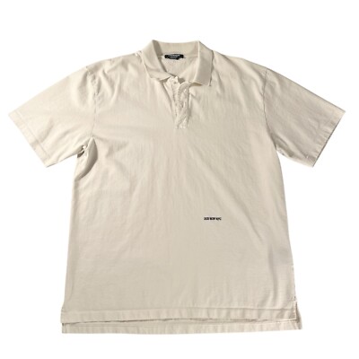 Calvin Klein 205W39NYC Cream Polo Shirt Sz Small OVERSIZE Raf Simons Logo