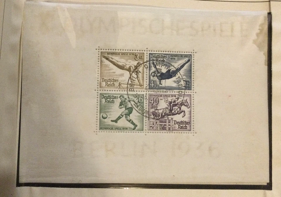 1936 GERMAN SPECIAL ISSUE OLYMPIC GAMES USED CV 200$Sc#B92Mi5/6 MINISHEET - Image 2 of 4
