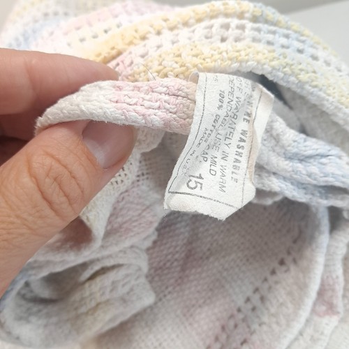 Vintage Beacon Pastel Plaid Cotton Baby Blanket Open Waffle Weave WPL 1675 - Picture 10 of 11