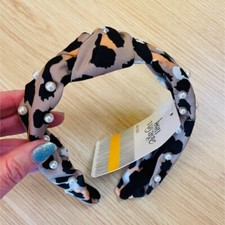 Knotted Leopard Print Headband with Pearls for Kids by Bon Voyage Accessories