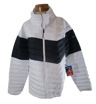 NWT Columbia Womens Plus Size Powder Lite Blocked Jacket 2X White/Black $185