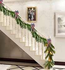 9FT X2 Christmas Real Touch Norfolk Pine Garland Artificial Faux Greenery Gar...