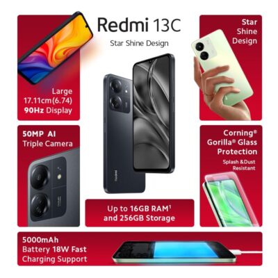 Celular Xiaomi Redmi 13C 128GB/4 Dual SIM Negro Liberado – Tecno