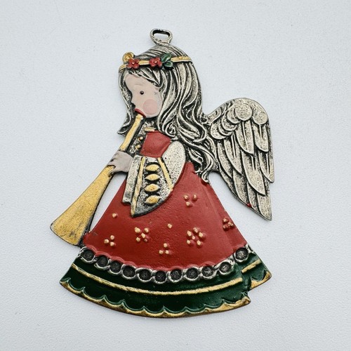 Vintage German Kuhn Zinn Pewter Christmas Ornament Guardian Angel 2.5” RARE - Picture 12 of 12