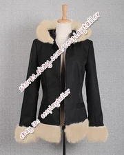 Durarara Cosplay Izaya Orihara Costume Fur Black Coat Jacket For Halloween Party