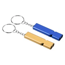 Survival Whistle, 2Pcs Loud Sound Outdoor Safety Whistle, Golden, Blue