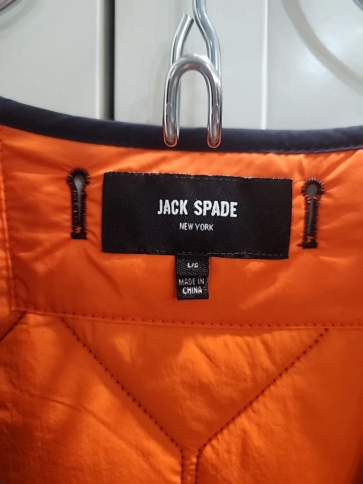 Jack Spade Quilted 3-in-1 Button Out Vest Sz L Navy/orange - Image 4 of 4