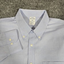Brooks Brothers Dress Shirt Non-Iron Regular Mens 17-34/35 Blue Cotton EUC