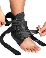 Fitomo Quick Lace Up Ankle Brace for Women Men with Removable Side S, Black