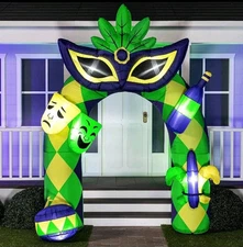JOIEDOMI Mardi Gras Inflatable 9.5 ft Mardi Gras Archway LED Lights Mask TESTED