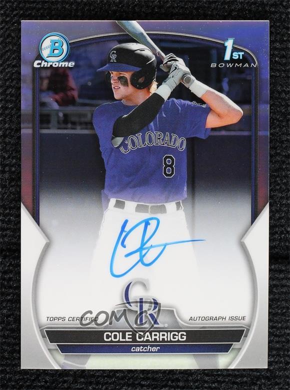 2023 Bowman Draft Chrome Prospect Refractor /499 Cole Carrigg #CDA-CC Auto 10yf