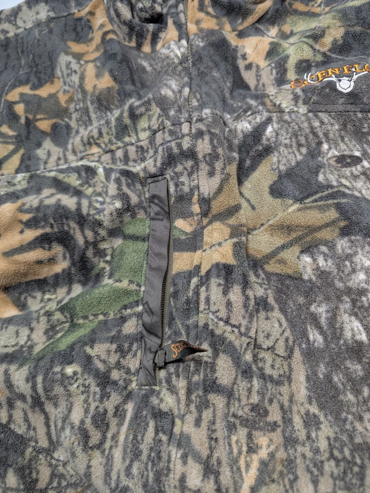 Scentlok Sz XL Covert Windproof Mossy Oak Camo Fleece Hunting Jacket Coat Flaw - Image 3 of 4