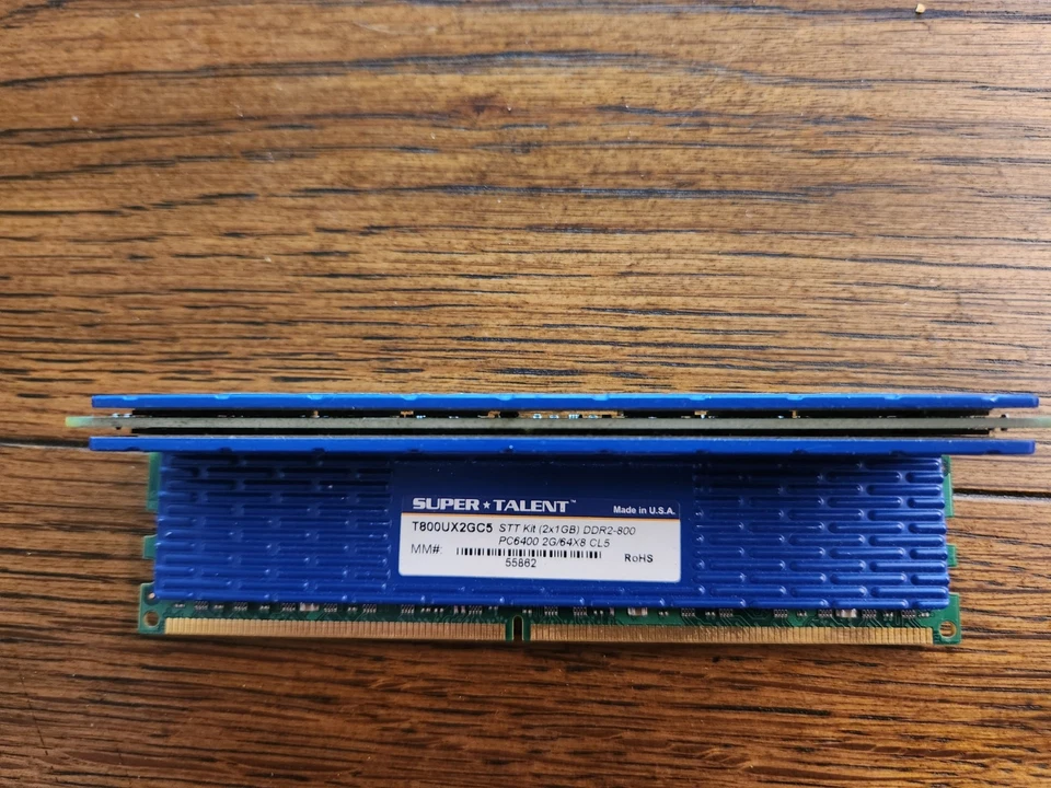 Super Talent DDR2-800 PC6400 2GB 2x1GB/64x8 Memory Kit - Image 3 of 4