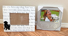 Set Of 2 Picture Frames Doggy Dog Happy Tails 4x6 Black White Silver