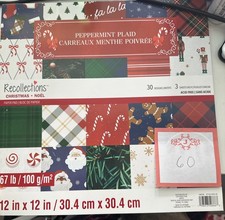 Christmas Michaels Recollections 60 Sheets 12 in x 12 in Paper Pad Plaid Pattern