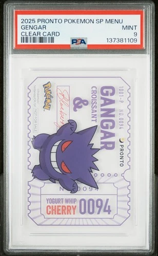 2025 PRONTO POKEMON SPECIAL MENU POKEMON ORIG CLEAR CARD GENGAR PSA 9