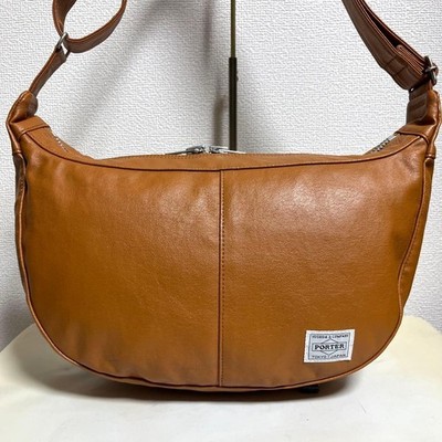 Porter Free Style Half Moon Shoulder Bag Brown Canvas Used