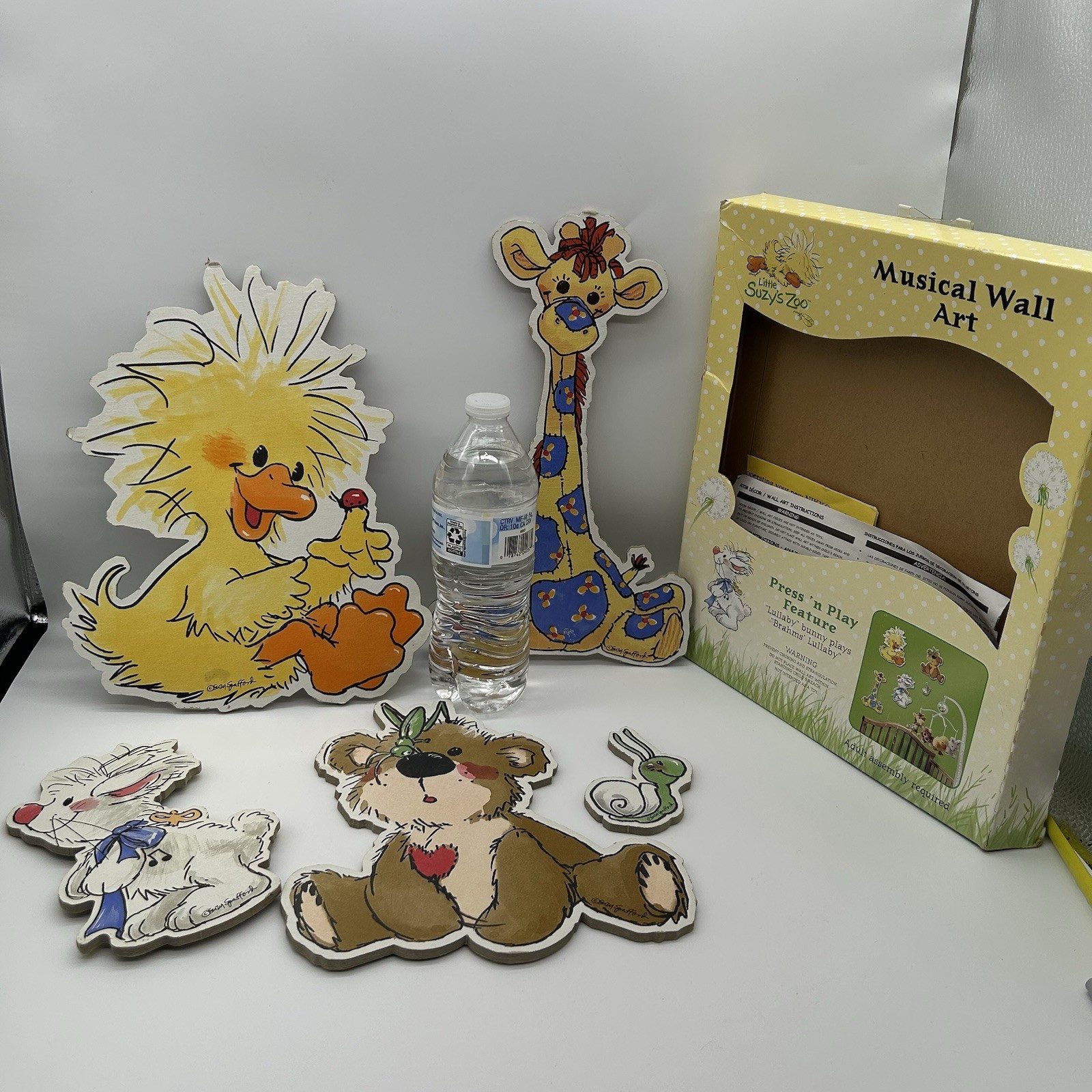 Vtg Little Suzy's Zoo Nursery Wall Decor Art 1999 -5 piece Set Baby Animals USA