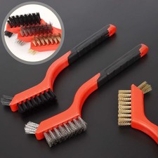 3x Brass Stainless Steel Nylon Bristles Wire Brush Set Detail Clean Rust Remover