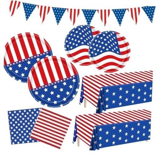 Patriotic Party Supplies, American Flag Patriotic Plates Party Decorations,
