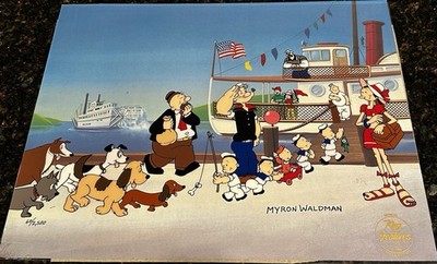 Tall Stacks Myron Waldman Popeye Olive Oyl Beach Limited Edition Cel Art Signed