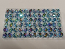 NEW VINTAGE Swarovski Aquamarine AB 10mm Tablet Lentel Beads Art335/5100 DIY