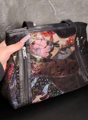 90er Vintage-Patchwork-Handtasche der Marke Stefano Metallic Stoff